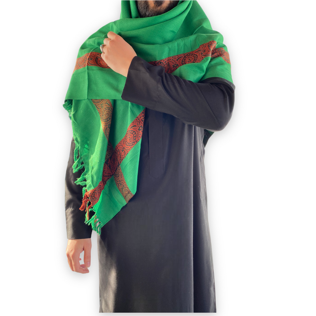 Syed green muslim scarf, shawl (square shape )